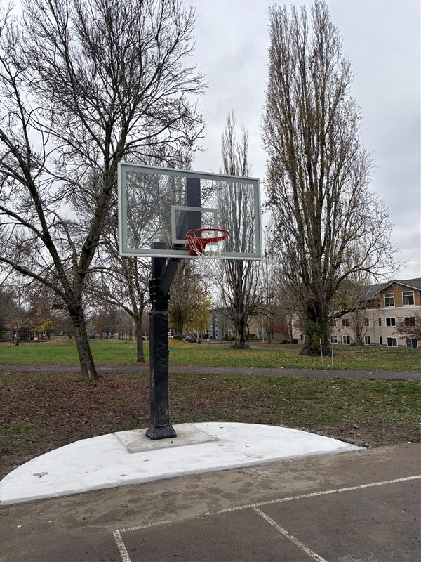 Kids basketball hoop at John C. Little Park