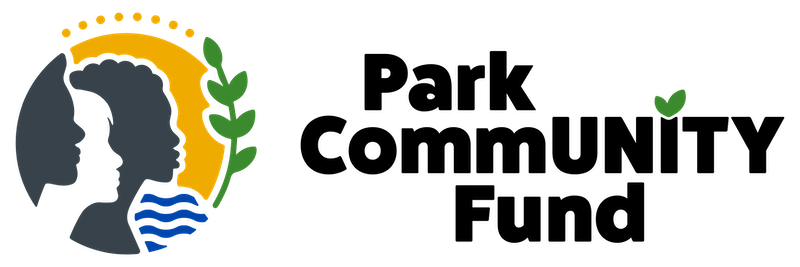 Park CommUNITY Fund circular graphic logo depicting two hands with water, flowers, and leaf elements in the colors blue, yellow, and green